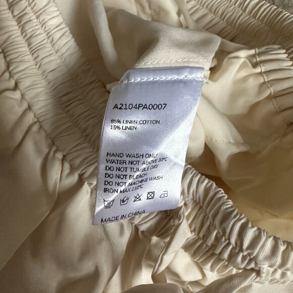 Linen Drawstring Straight Leg Pants (Natural White) - Lattelier - Picture 7 of 11